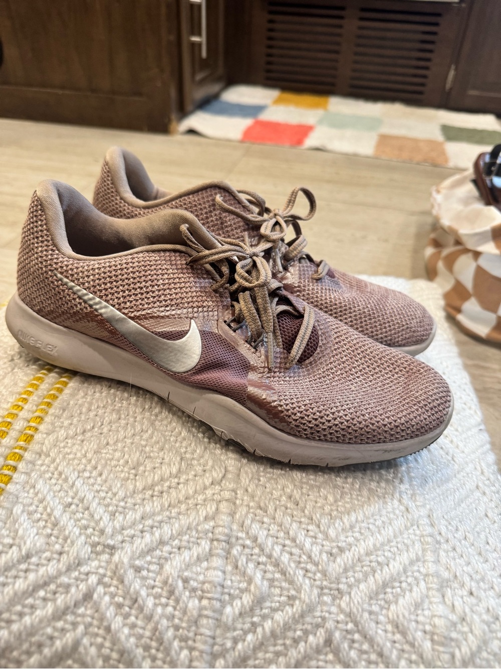 Nike Women’s Dusty Pink Mesh Training Shoes with White Swoosh
